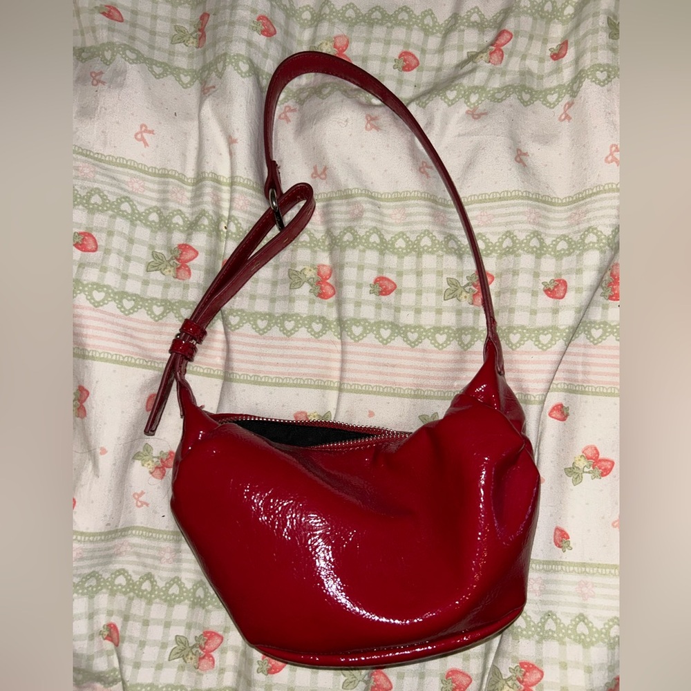 Zara Glossy Red Shoulder Bag